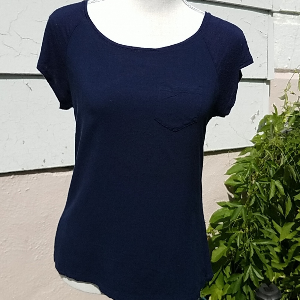 Forever 21 raglan pocket tee navy S
